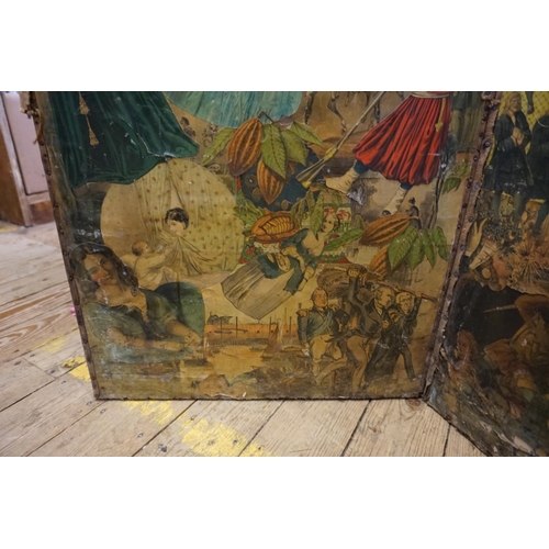 1060 - A Victorian two fold decoupage screen, double sided, 153cm x 92cm.