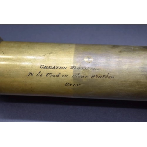 1716 - An antique brass single drawer telescope, inscribed 'J Bradford & Son, London...', 89.5cm e... 