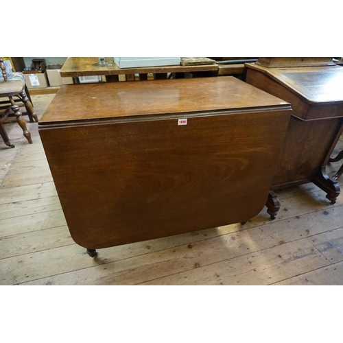 1058 - A Regency mahogany drop leaf dining table, on brass caps and casters, 168cm when open.... 