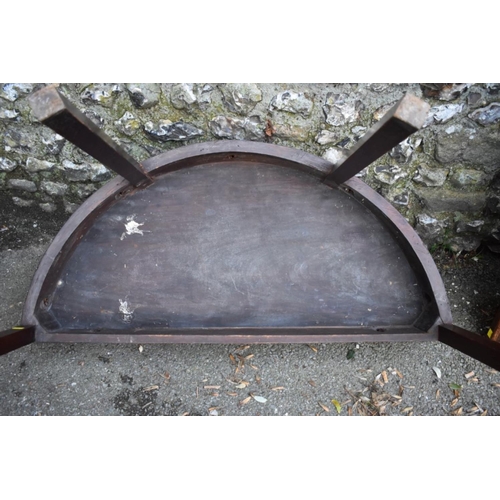 1074 - An antique mahogany demi lune table, 122cm wide x 58cm deep x 74cm high. 