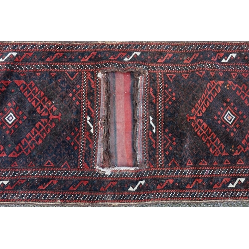 1079 - An old Afghan camel bag, 155cm wide.