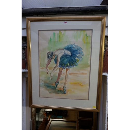 1094 - * Albine, a ballerina, indistinctly signed and dated '92, watercolour, 64 x 48cm.