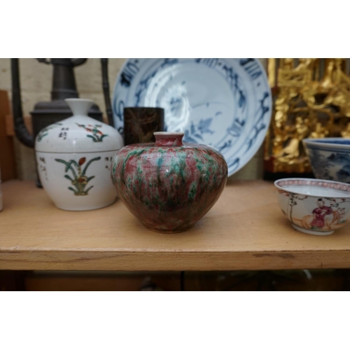 1101 - A mixed group of Oriental items, to include a Chinese carved and pierced giltwood panel, 49 x 17cm. ... 