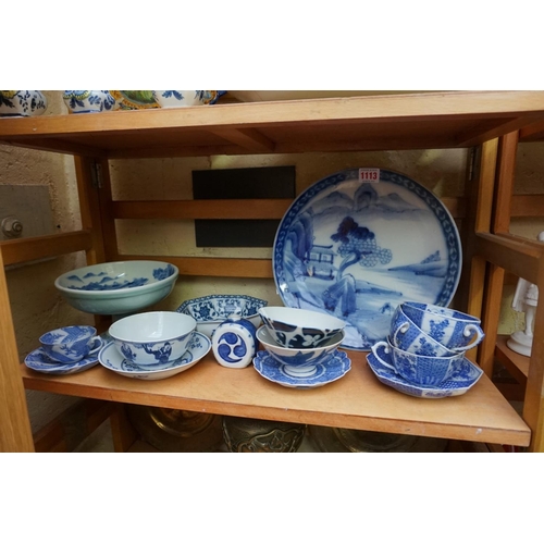 1113 - A collection of Japanese blue and white porcelain. 