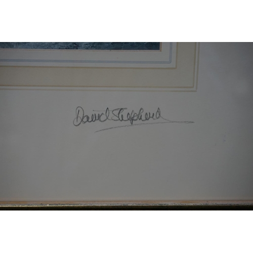 1119 - After David Shepherd, an elephant, signed to the mount in pencil, colour print, 15 x 30.5cm.... 