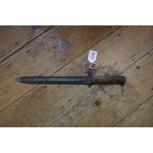 1749 - A German M1871/84 bayonet, inscribed 'Soemmerda' and '38.R.5.63.'.