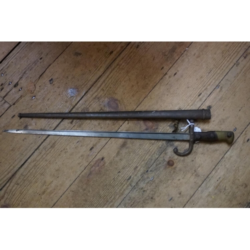 1754 - A French M1874 gras bayonet and steel scabbard, made at St Etienne in 1879.