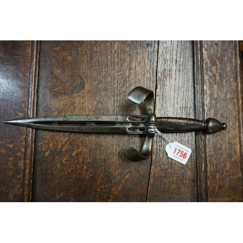 1756 - A rare Continental Renaissance left handed or parrying dagger, with 23cm bifurcated blade.... 