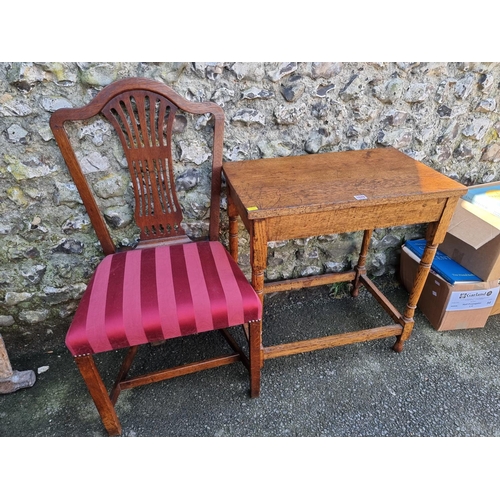 1079 - An antique oak table; together with a Georgian mahogany chair. 