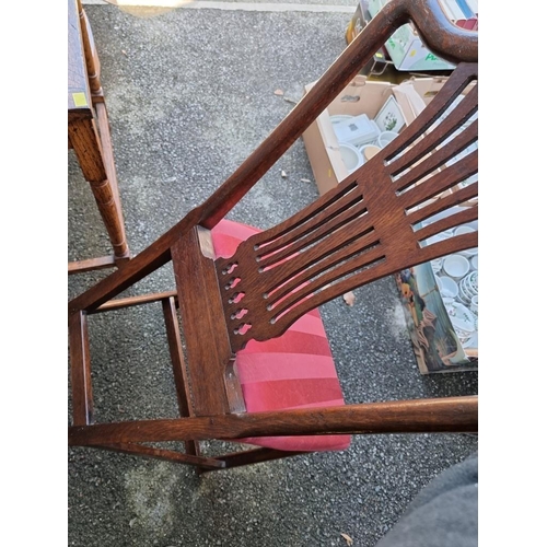 1079 - An antique oak table; together with a Georgian mahogany chair. 