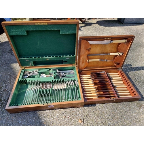 1086 - Two cased part sets of plated cutlery, (incomplete).