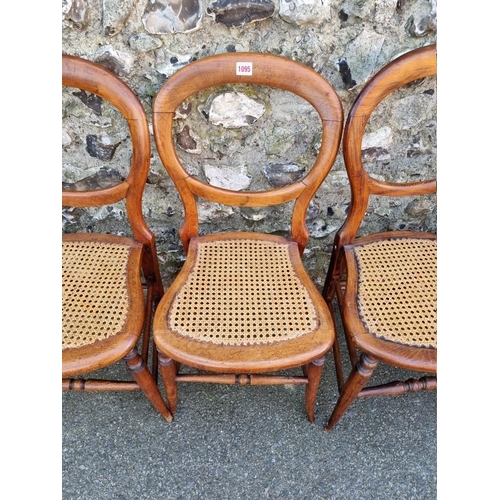 1095 - A set of four balloon back dining chairs, having cane seats.