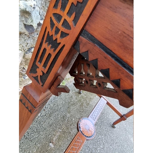 1096 - A carved and inlaid two tier occasional table, 69cm wide x 42cm deep x 67cm high. ... 