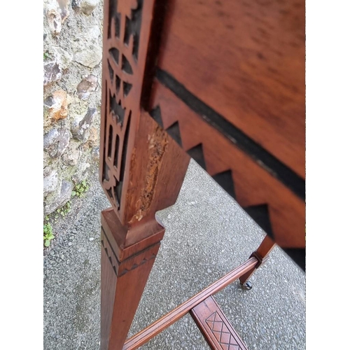 1096 - A carved and inlaid two tier occasional table, 69cm wide x 42cm deep x 67cm high. ... 