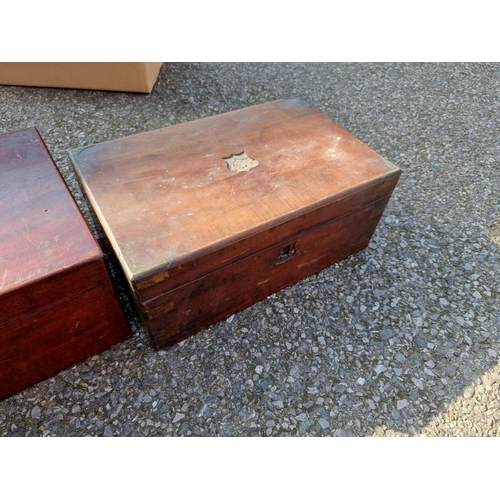 1107 - A mahogany writing slope; together with a walnut writing slope; and one other box.