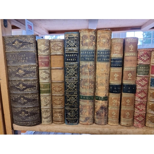 109 - BINDINGS: a collection of 42 volumes, all calf bound, chiefly 19th century literature and histo... 