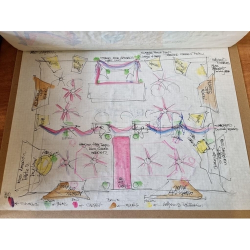 307 - MISS AMERICA BEAUTY PAGEANT: a folio of 10 original pen and wash set designs related, late 1970s-80s... 