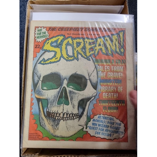 346 - COMICS: box of approx 100 comics to include Scream (#1-14): Valiant Jan 74-Sep76 and others. (One bo... 