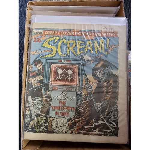 346 - COMICS: box of approx 100 comics to include Scream (#1-14): Valiant Jan 74-Sep76 and others. (One bo... 