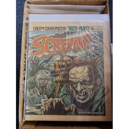 346 - COMICS: box of approx 100 comics to include Scream (#1-14): Valiant Jan 74-Sep76 and others. (One bo... 