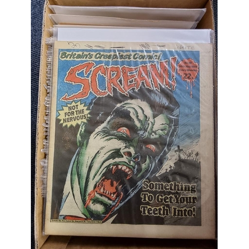 346 - COMICS: box of approx 100 comics to include Scream (#1-14): Valiant Jan 74-Sep76 and others. (One bo... 