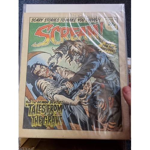 346 - COMICS: box of approx 100 comics to include Scream (#1-14): Valiant Jan 74-Sep76 and others. (One bo... 