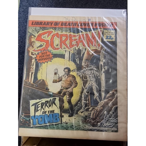 346 - COMICS: box of approx 100 comics to include Scream (#1-14): Valiant Jan 74-Sep76 and others. (One bo... 