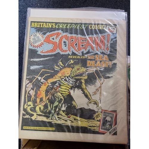 346 - COMICS: box of approx 100 comics to include Scream (#1-14): Valiant Jan 74-Sep76 and others. (One bo... 