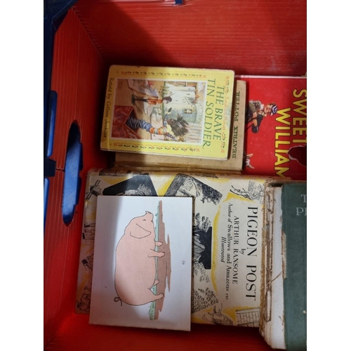 76 - TINTIN: a group of 5 titles in English, plus a small carton of misc. juvenile and other books i... 