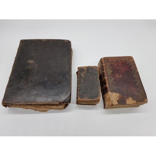 98 - BIBLES: a group of 3 18th century bibles, various sizes, all defective, for sale with all fault... 