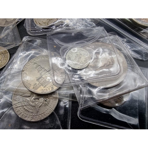 851 - Coins: a collection of US silver, nickel and copper coinage; to include: two silver dollars 1921 and... 