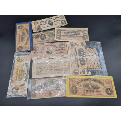 868 - Banknotes: an interesting collection of 19th century US banknotes, to include Civil War Confederate ... 