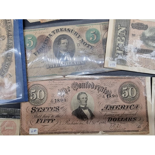 868 - Banknotes: an interesting collection of 19th century US banknotes, to include Civil War Confederate ... 