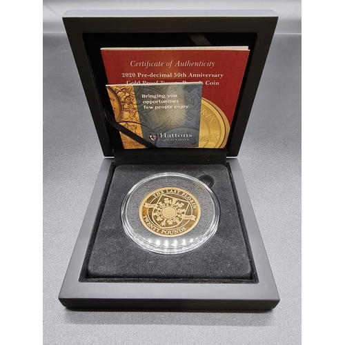 873 - Coins: a cased 2020 proof '50th Anniversary of the Last Florin' 22ct gold twenty pound coin, limited... 