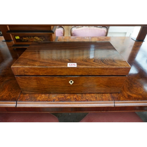 1331 - A 19th century rosewood writing slope, with bone kite escutcheon, 41cm wide.