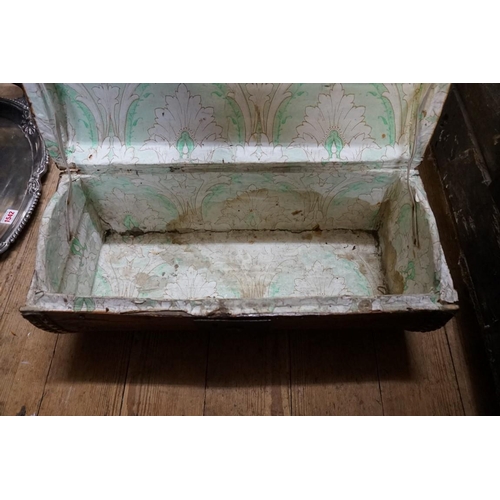 1342 - An antique bass studded dome top casket, 53cm wide.