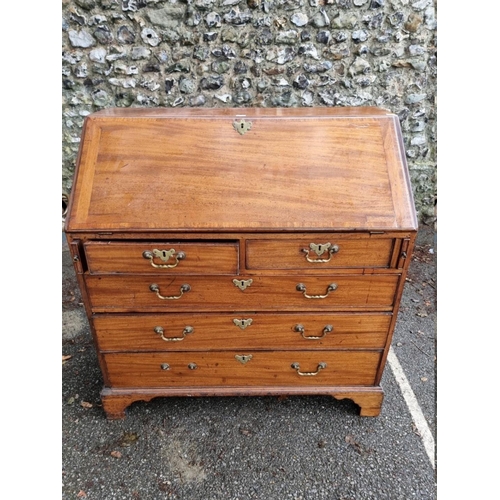 1089 - (ML) A George III mahogany bureau, 107cm high x 102cm wide. 