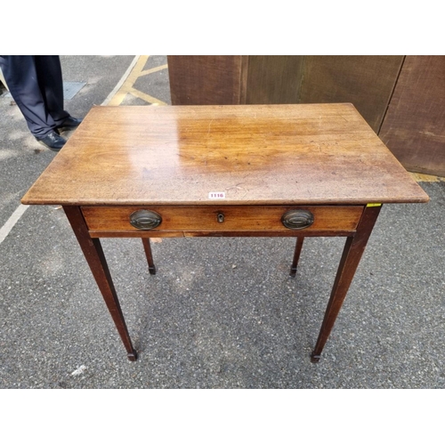 1116 - A small 19th century mahogany side table, having one drawer, 74cm high x 76cm wide.