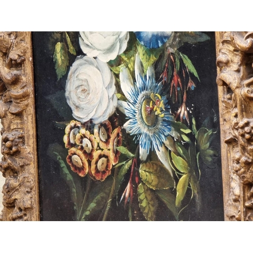 1169 - (ML) European School, 19th century, still life of flowers, a pair, oil on metal panel, 39.5 x 29.5cm... 