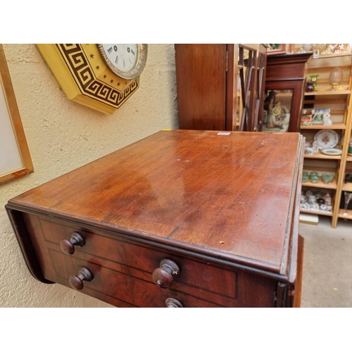 1199 - A George IV mahogany, rosewood crossbanded and ebony strung pedestal work table, 51cm wide.&nbs... 