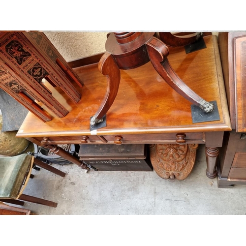 1200 - A Victorian mahogany side table, with a pair of frieze drawers, 106.5cm wide. 