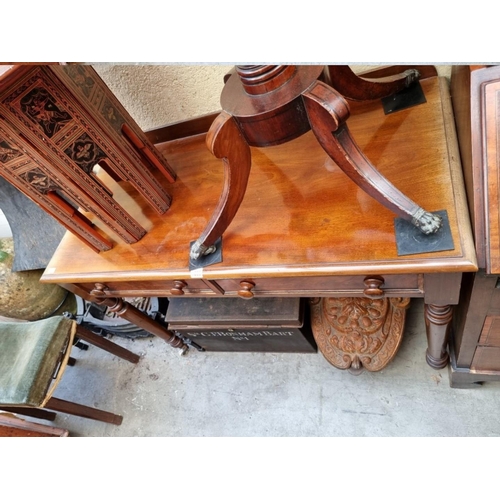 1200 - A Victorian mahogany side table, with a pair of frieze drawers, 106.5cm wide. 