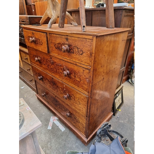 1219 - (ML) An unusual 19th century painted pine chest of drawers, with stencilled decoration, 115cm wide.... 