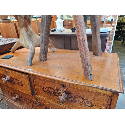 1219 - (ML) An unusual 19th century painted pine chest of drawers, with stencilled decoration, 115cm wide.... 