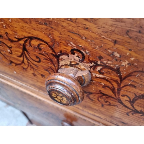 1219 - (ML) An unusual 19th century painted pine chest of drawers, with stencilled decoration, 115cm wide.... 