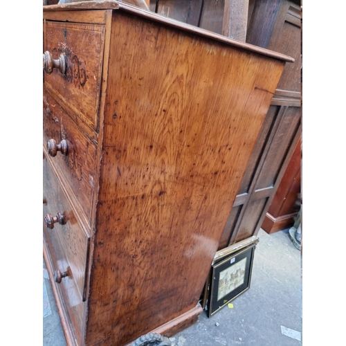 1219 - (ML) An unusual 19th century painted pine chest of drawers, with stencilled decoration, 115cm wide.... 