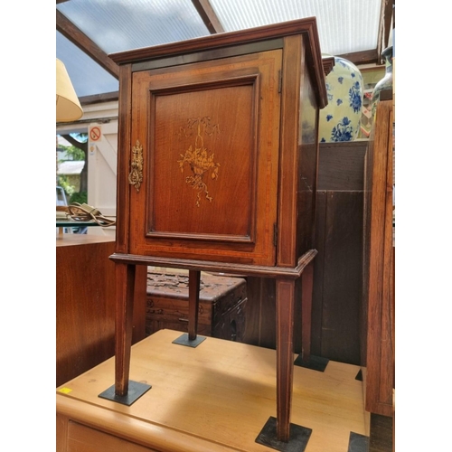 1226 - An Edwardian mahogany and inlaid bedside cupboard, 46.5cm wide.