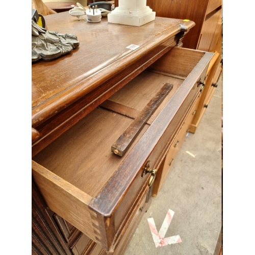 1230 - (ML) An unusual early 20th century oak panelled six drawer chest, 138 x 81cm. ... 