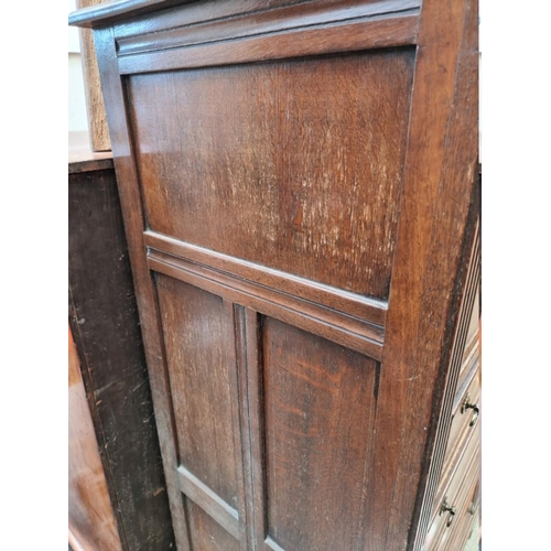 1230 - (ML) An unusual early 20th century oak panelled six drawer chest, 138 x 81cm. ... 