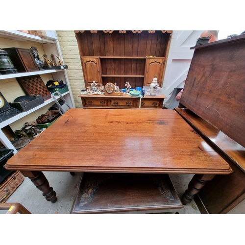 1249 - An unusual 19th century Irish mahogany and pitch pine dining table, 169cm long x 106cm wide. Provena... 